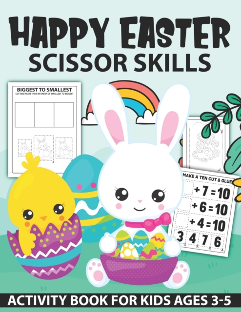 Cover of Happy Easter Scissor Skills Activity Book for kids